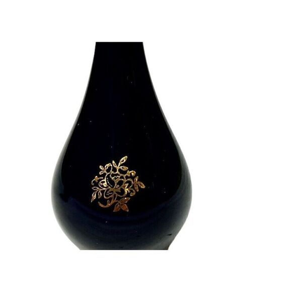 Vintage Limoges Castel France Porcelain Miniature Cobalt Blue & Gold Vases - Picture 5 of 11